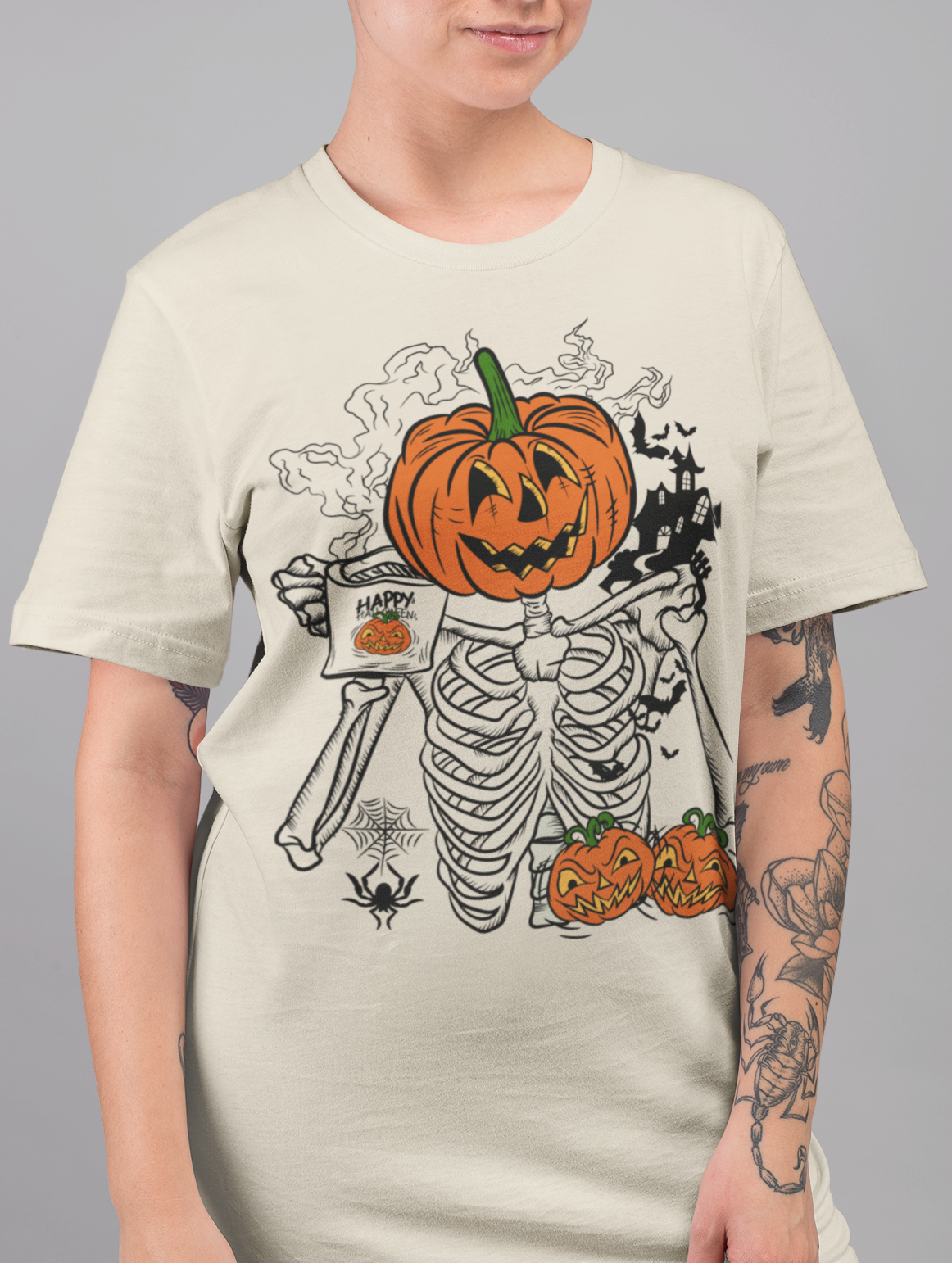 Playera Calaca con Café - Halloween