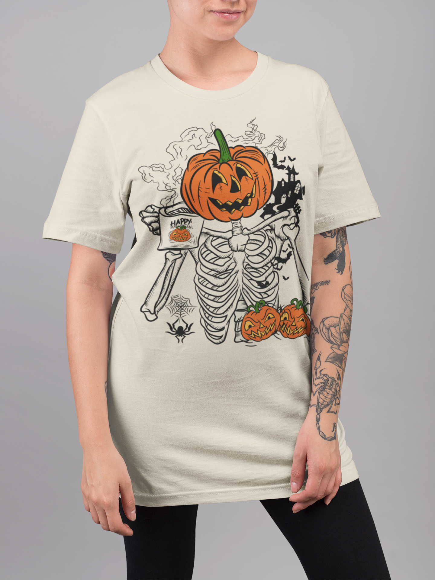 Playera Calaca con Café - Halloween