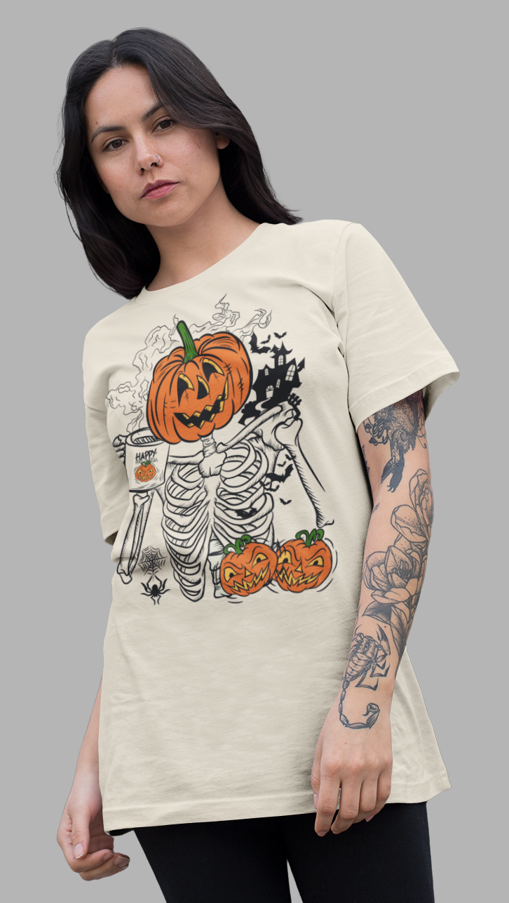 Playera Calaca con Café - Halloween