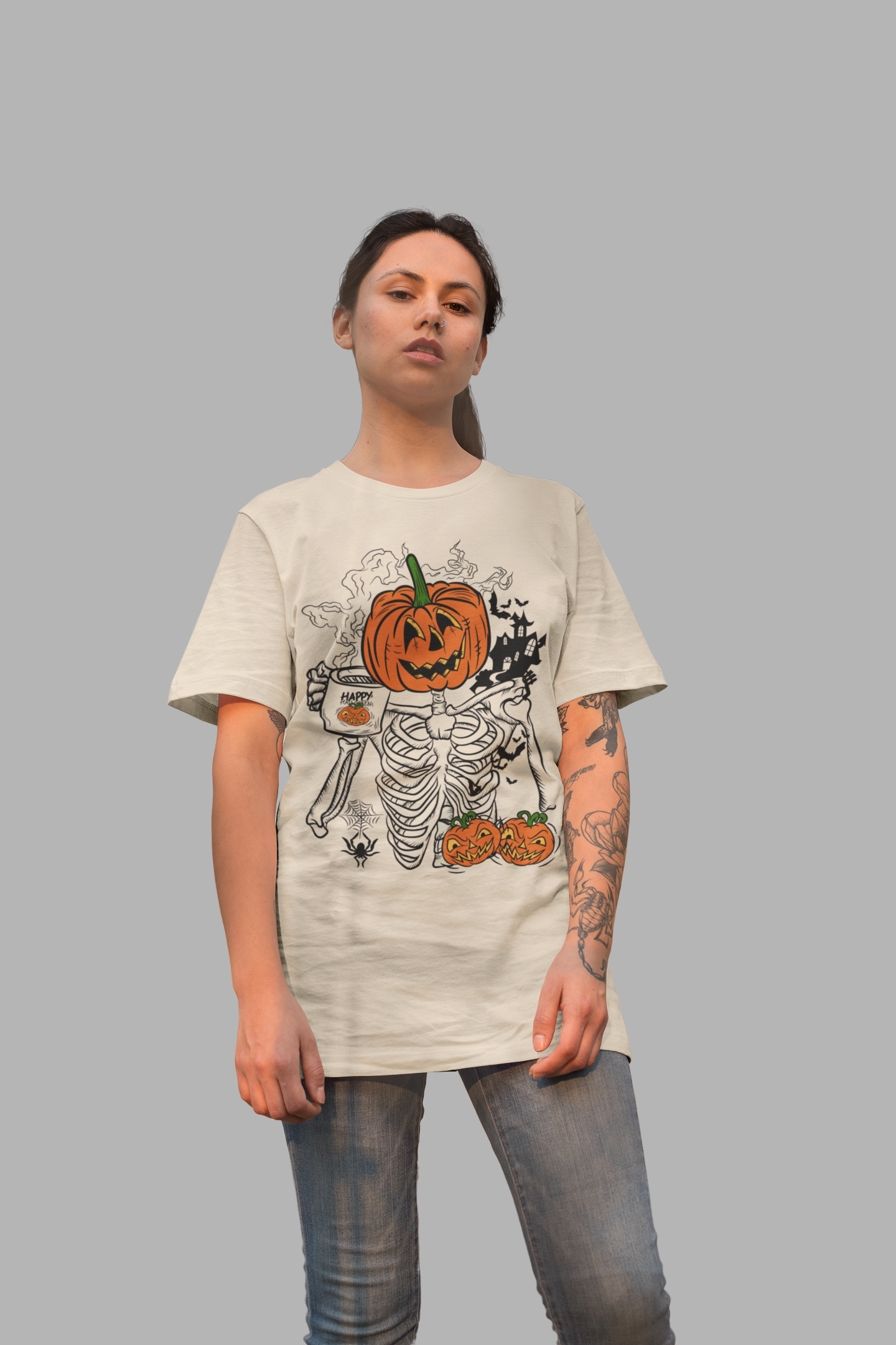 Playera Calaca con Café - Halloween