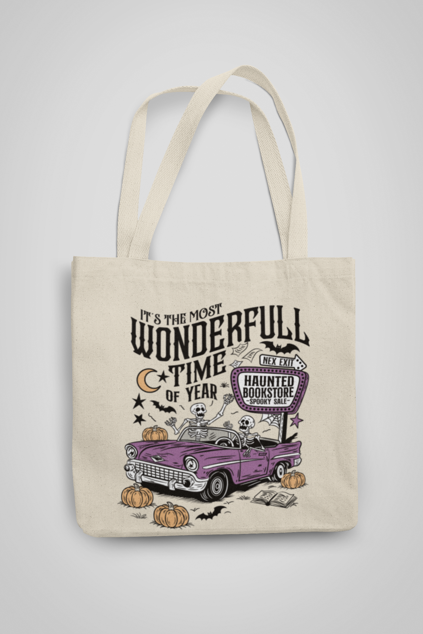 Tote bag Auto calavera estilo rockabilly