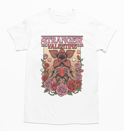 Playera unisex Stranger Valentine Demogorgon ilustrado en 4 colores distintos