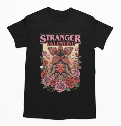 Playera unisex Stranger Valentine Demogorgon ilustrado en 4 colores distintos