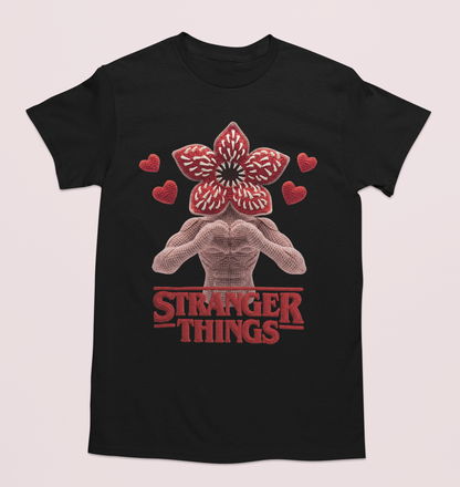 Playera Demogorgon estilo crochet unisex en tres colores de camiseta