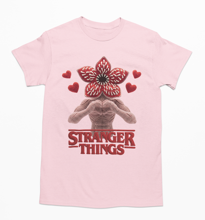Playera Demogorgon estilo crochet unisex en tres colores de camiseta