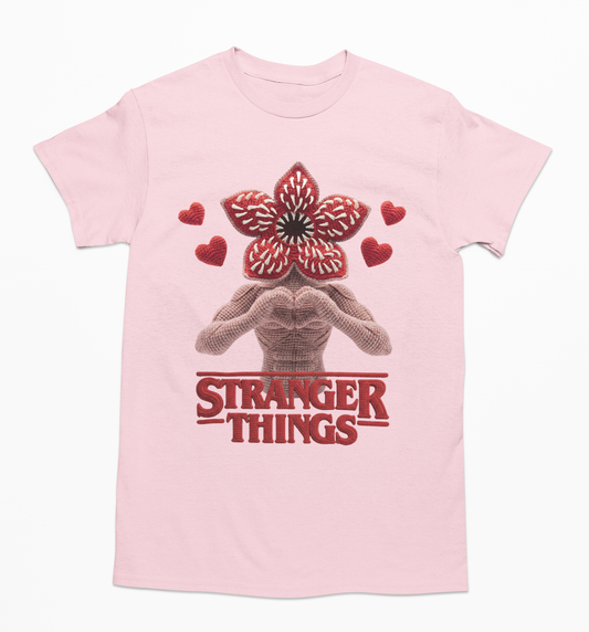 Playera Demogorgon estilo crochet unisex en tres colores de camiseta