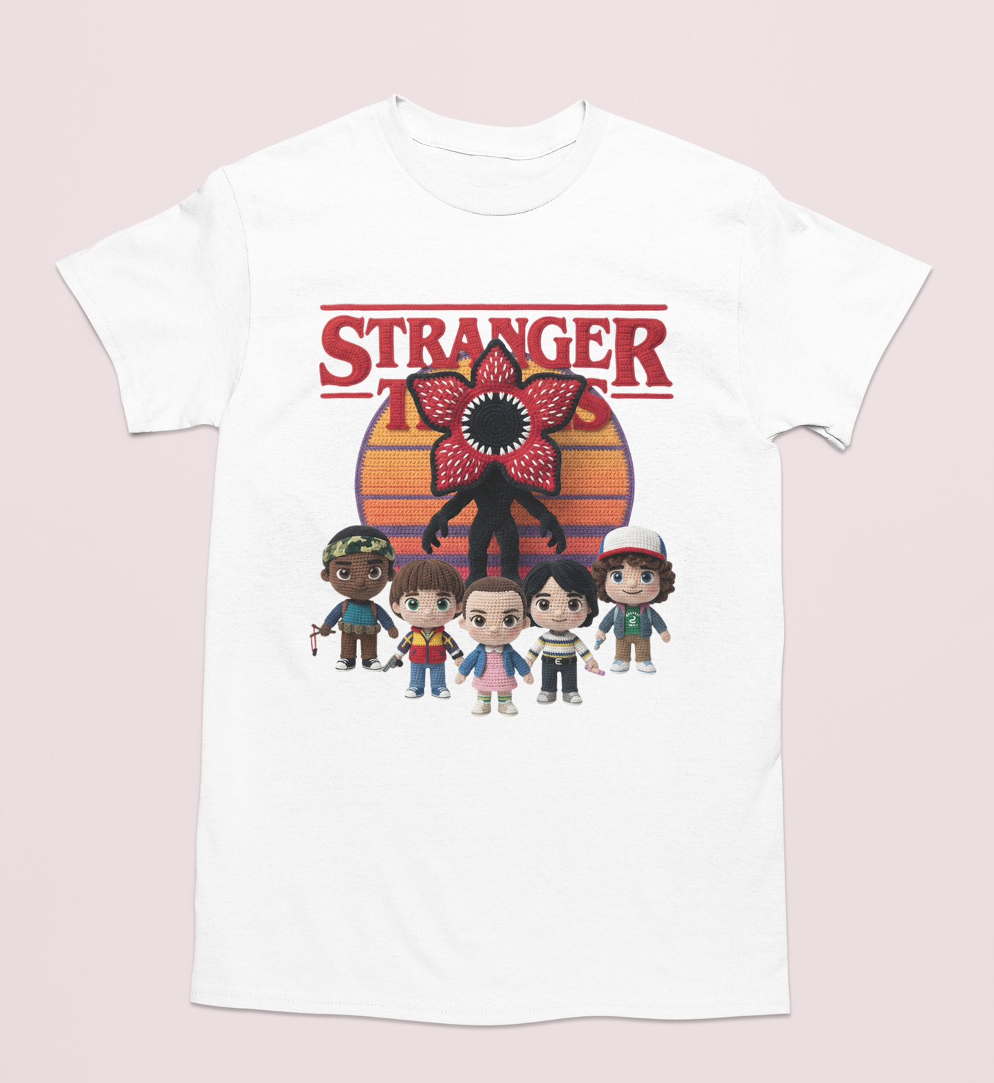 Playera Strange Things art Crochet en tres colores