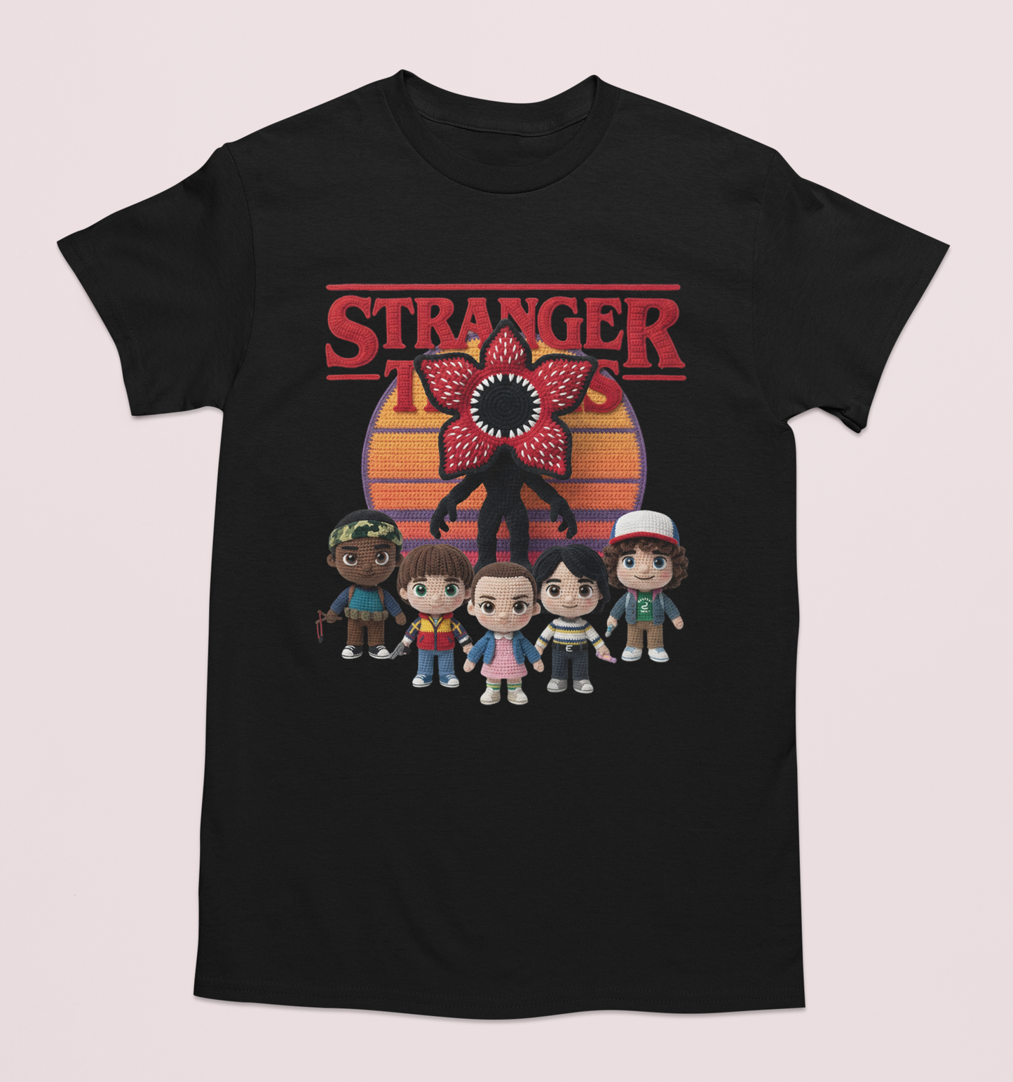 Playera Strange Things art Crochet en tres colores